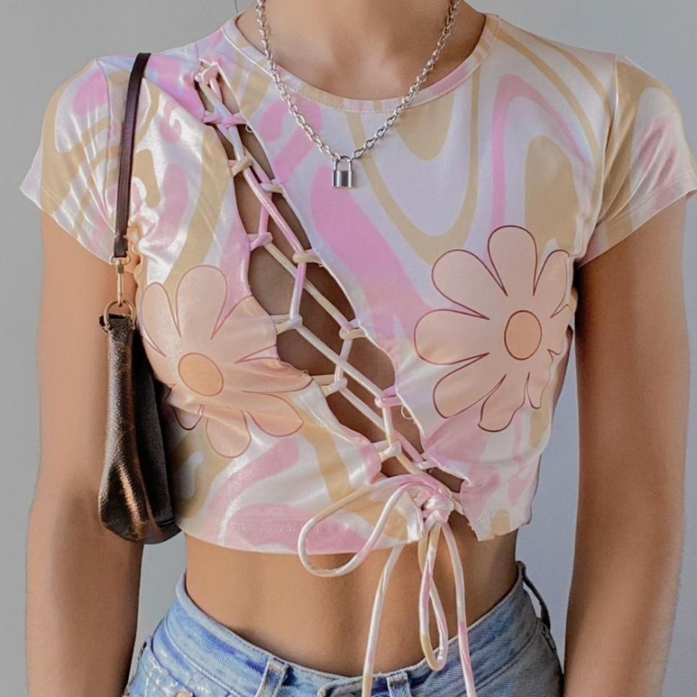 Daisy lace up crop top
